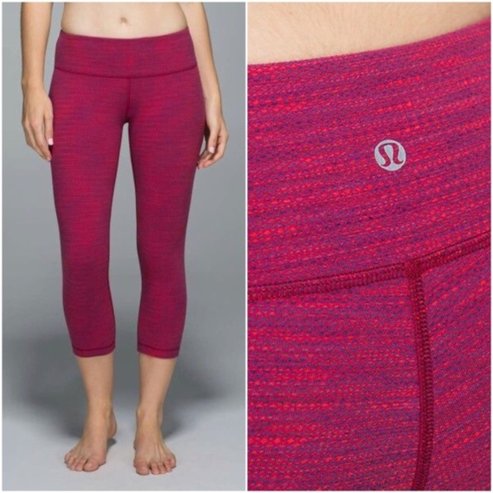 Lululemon Wunder Under Crop Pink Space Dye, Sz 4